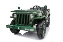 Pojazd Retro Wojskowy JEEP WILLYS 4x4 Zielony 24V SUPER POWER + POWIĘKSZONY AKUMULATOR