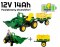 ZESTAW John DEERE koparka + przyczepka POWIĘKSZONY AKUMULATOR 12V14Ah