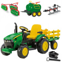 ZESTAW John DEERE traktor + przyczepka + cysterna + brona + pług ROLLY TOYS