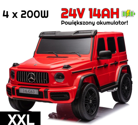 Auto na akumulator Mercedes Benz G63 AMG GIGANT XXL 4x200W 24V Czerwony + POWIĘKSZONY AKUMULATOR 24V 14AH