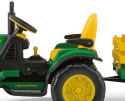 ZESTAW Traktor na akumulator JOHN DEERE z przyczepką + pług na zimę Peg Perego