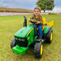 ZESTAW Traktor na akumulator JOHN DEERE z przyczepką + pług na zimę Peg Perego