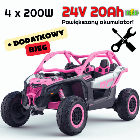 Pojazd Buggy CAN-AM Maverick Turbo RR 4x200W 2x24V10Ah Różowy