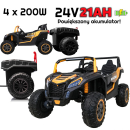 Zestaw Przyczepa + MEGA Buggy ATV Racing 4x4 ZLOTY 24V 21Ah