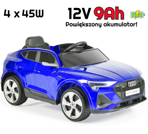 Auto na akumulator Audi E-Tron Sportback Niebieski lakierowany 4x4 12V 9Ah - POWIĘKSZONY AKUMULATOR