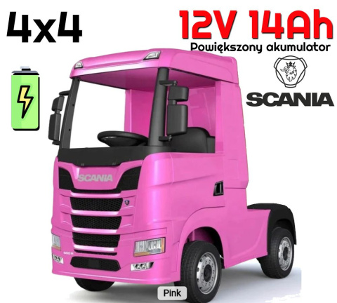 Auto na akumulator TIR Ciężarówka Scania R-SERIE 500 4x4 Różowa