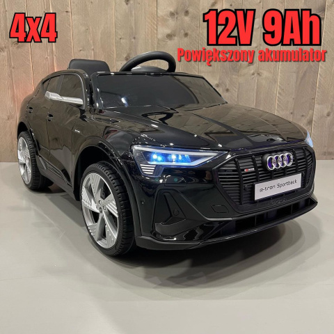 Auto Na Akumulator Audi E-Tron 4x4 Czarne QLS-6688 12V 9Ah - POWIĘKSZONY AKUMULATOR