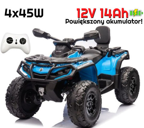 Quad Can Am Outlander 4x4 na akumulator 12V 14Ah + PILOT Niebieski