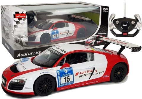 Auto R/C Audi R8 LMS Rastar 1:14 Biało Czerwone