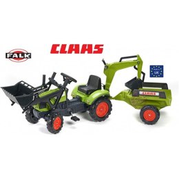 FALK Traktor CLAAS Arion zielony zestaw z przyczepą ŁYŻKA + Ładowarka