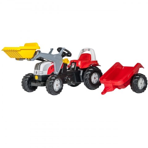 Rolly Toys rollyKid Traktor na pedały STEYR czerwony z łyżką i przyczepą