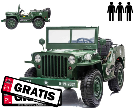 Auto na akumulator Retro Wojskowy JEEP WILLYS 4x4 Zielony